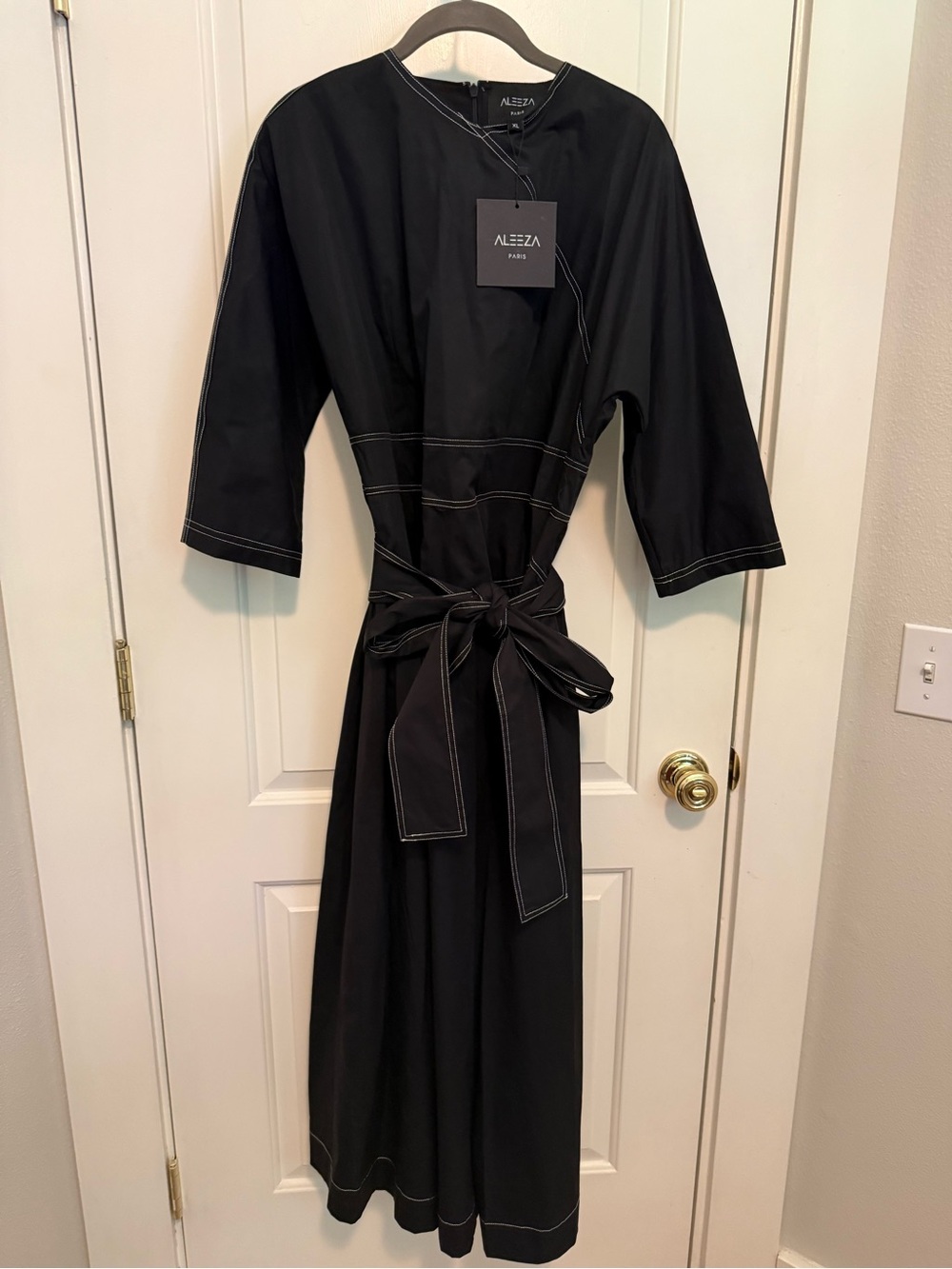 Aleeza Paris Black Belted Midi Dress- NWT- XL